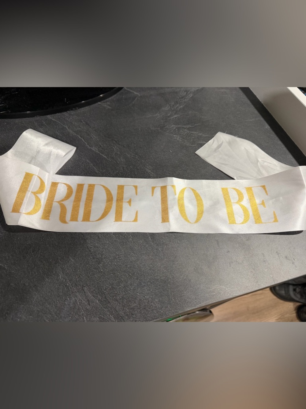 Gold 'Bride To Be' Sash - White and Gold Bridal Party Accessory